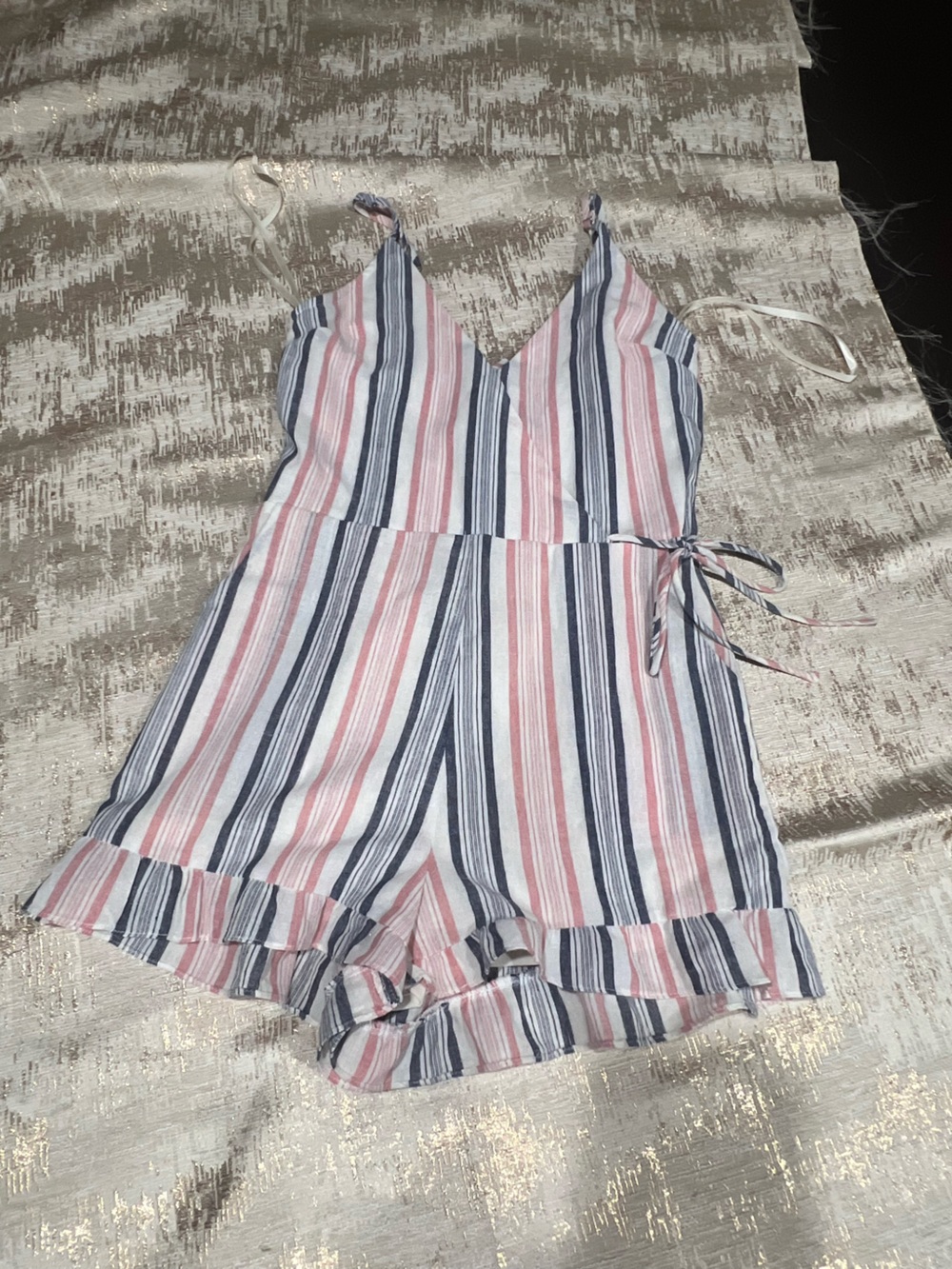 Love Riche Striped Pink, Blue & White One-Piece Romper